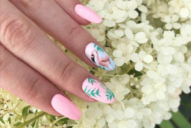 flamingo flamingos nailart nail art manicure tutorial diy arte brillante indigo 07